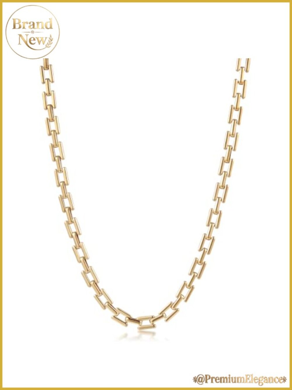 14K Gold Plated Paperclip Chain Necklace Toggle Clasp